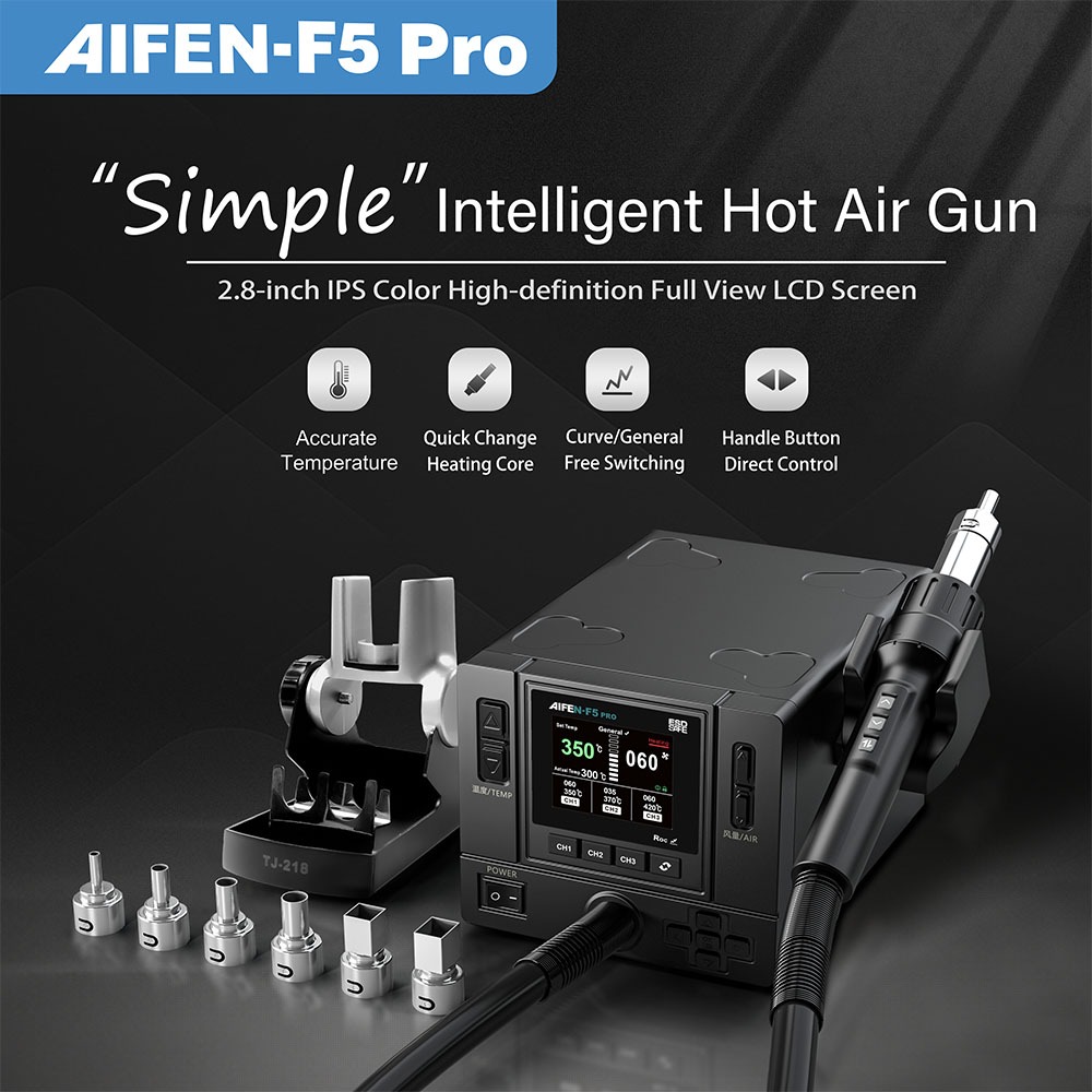 Aifen-F5 Pro 1000W Color Digital Display Industrial-Grade Hot Air Gun BGA Rework Station