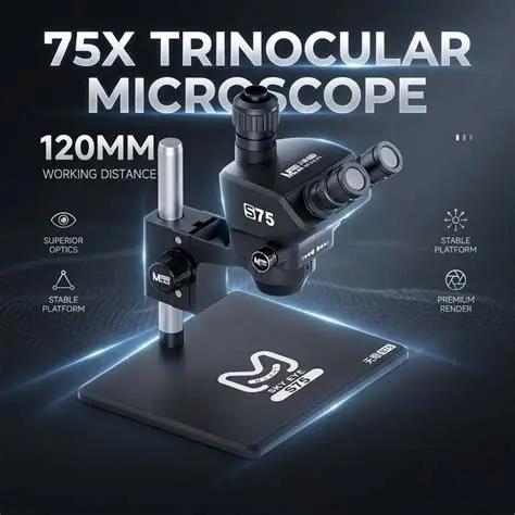 MaAnt S75 7.5X-75X Synchronous Zoom Trinocular Stereo Microscope with Big Aluminum Alloy Base