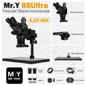Mr. Yang 85 Ultra 6.3X–68X Continuous Zoom Trinocular Microscope