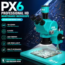 RF4 PX6 6.5-65X Synchronous Zoom Trinocular Stereo Microscope with 26 x 38cm Big Workbench