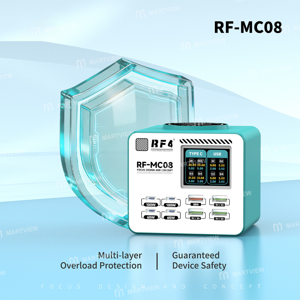RF4 RF-MC08 150W Smart Full-color LCD Display Multi-Port Charger for Mobile Phone / Laptop Charging