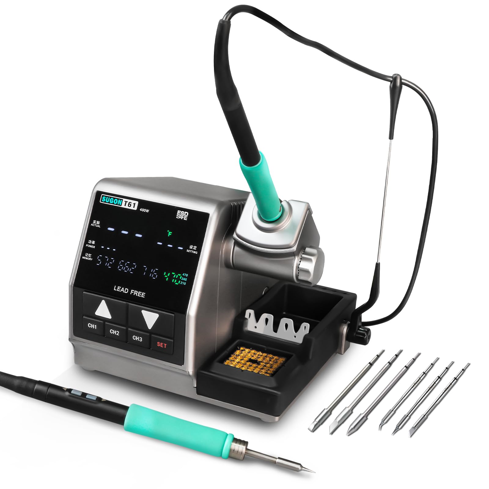Sugon T61 400W SMD Constant Temperature Soldering Station Compatible with 210 / 245 / 470 Handle